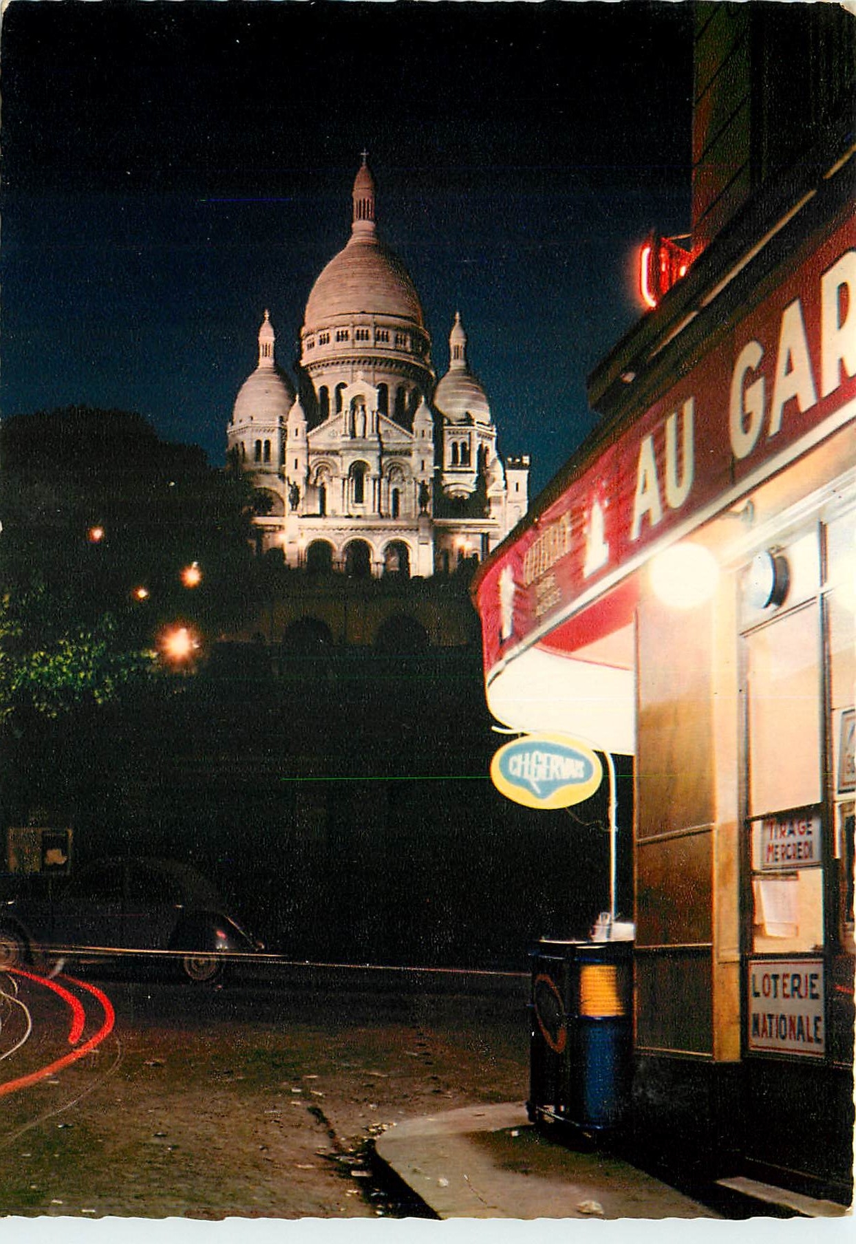 CPSM Paris la nuit le Sacre Coeur