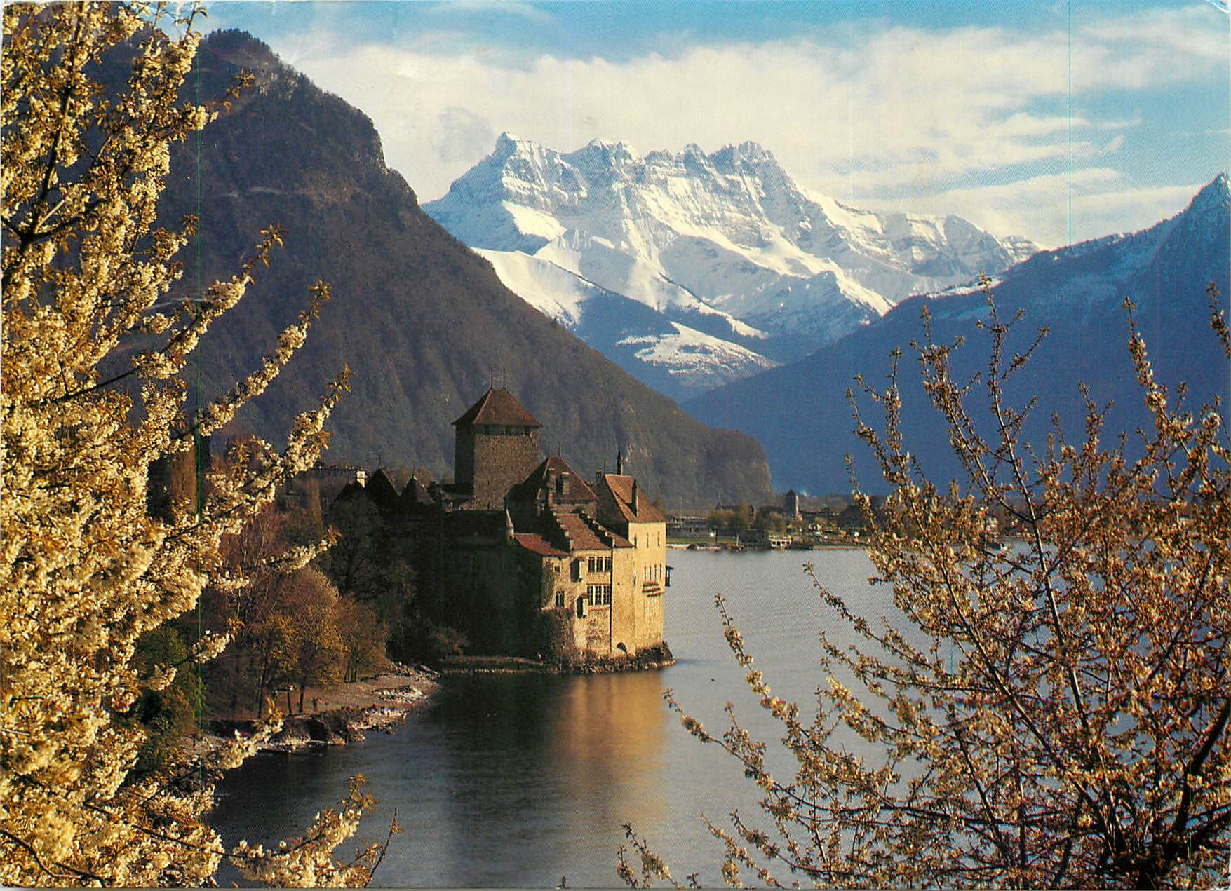 CPSM Chateau de Chillon pres Mortreux lac leman et les Dents du Midi