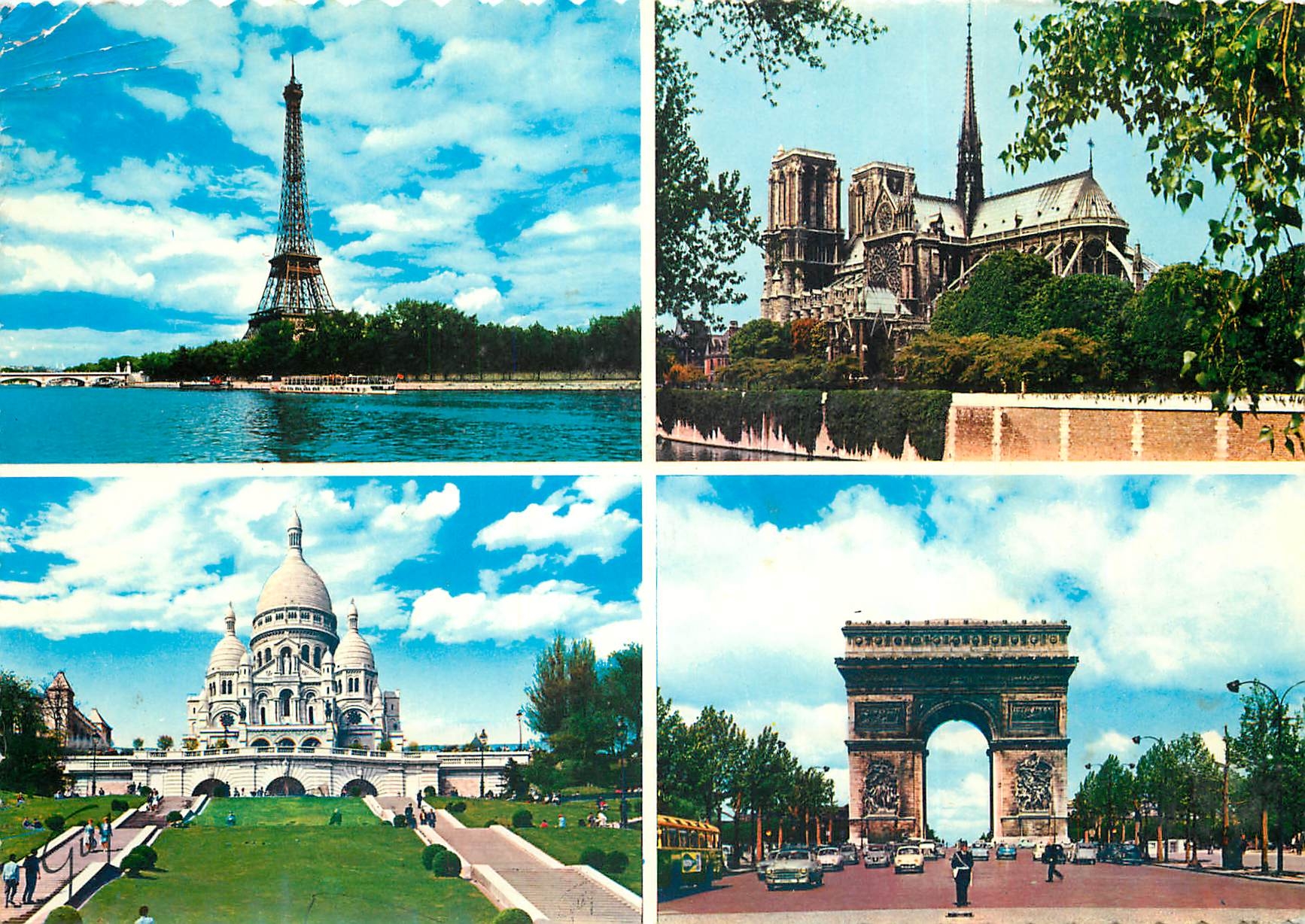 CPSM Paris et ses Merveilles Tour Eiffel Cathedrale N D