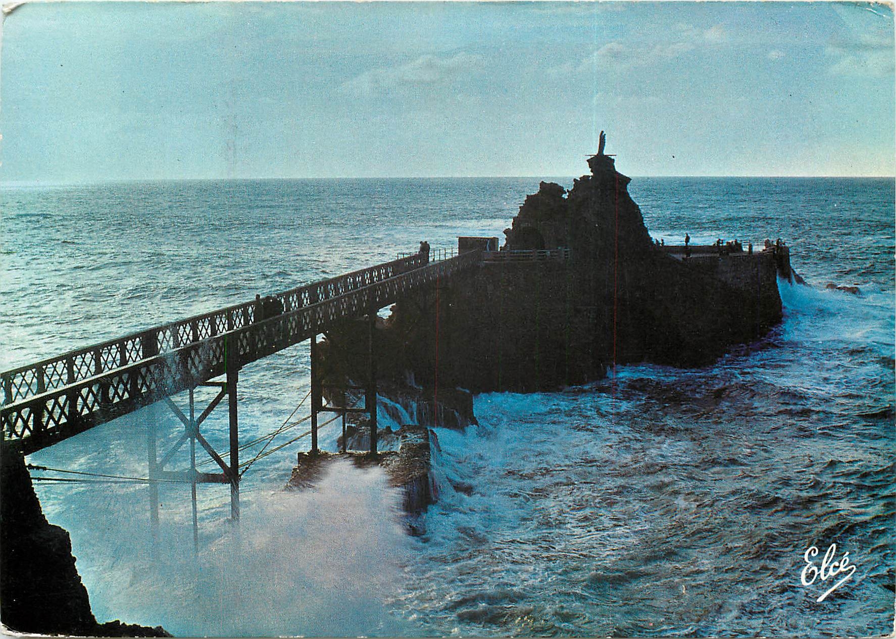 CPSM Biarritz (Basses Pyr) Le rocher de la Vierge