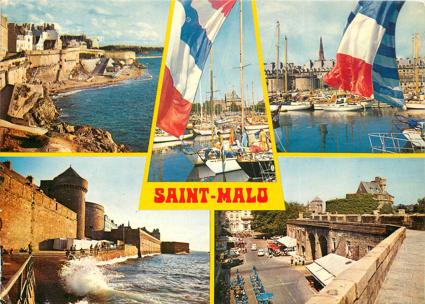 CPSM La Cote d'Emeraude Saint Malo Cite Corsaire La Plage de Bon Secours et les remparts