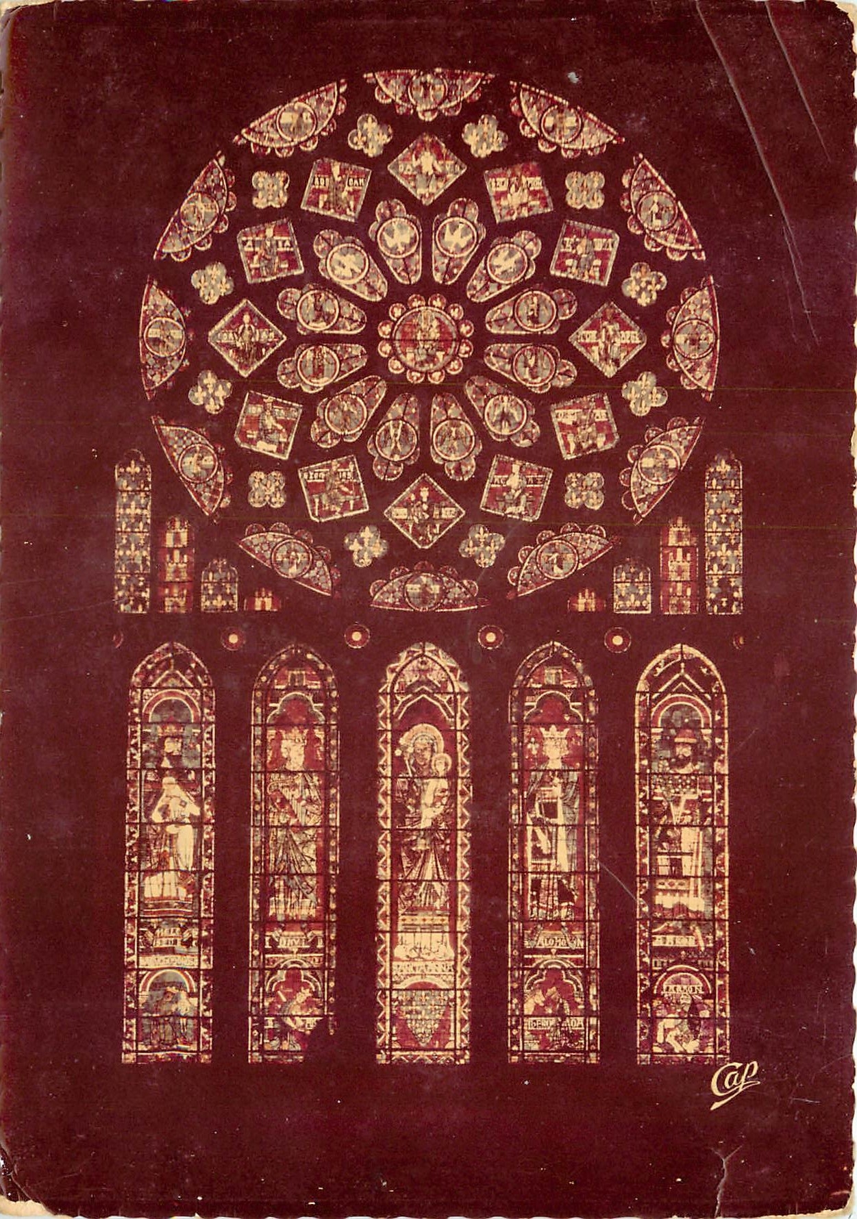 CPSM Cathedrele de chartres Vitraux Rose Nord (XIIIe s)