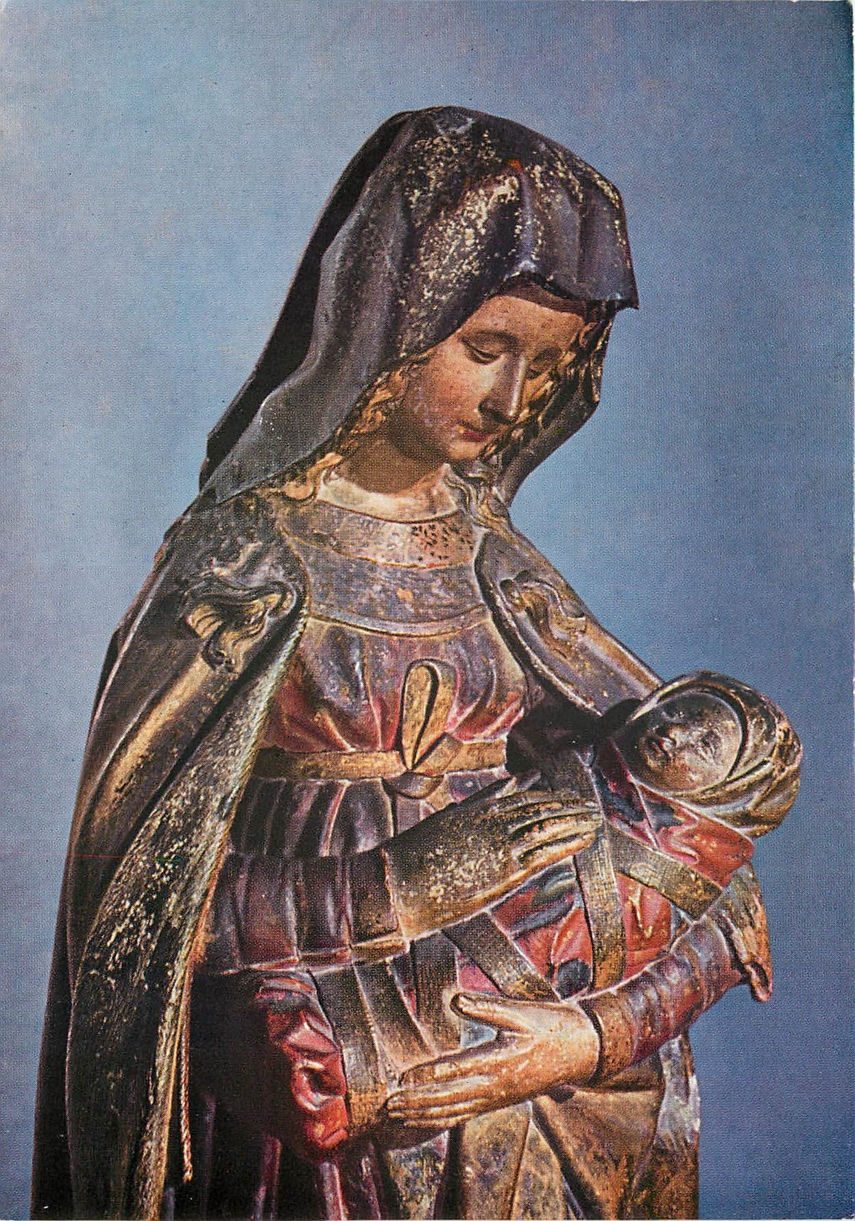 CPSM Vierge d'Autun Pierre polychrome XVe s Musee Rolin a Autun (Saone et Loire)