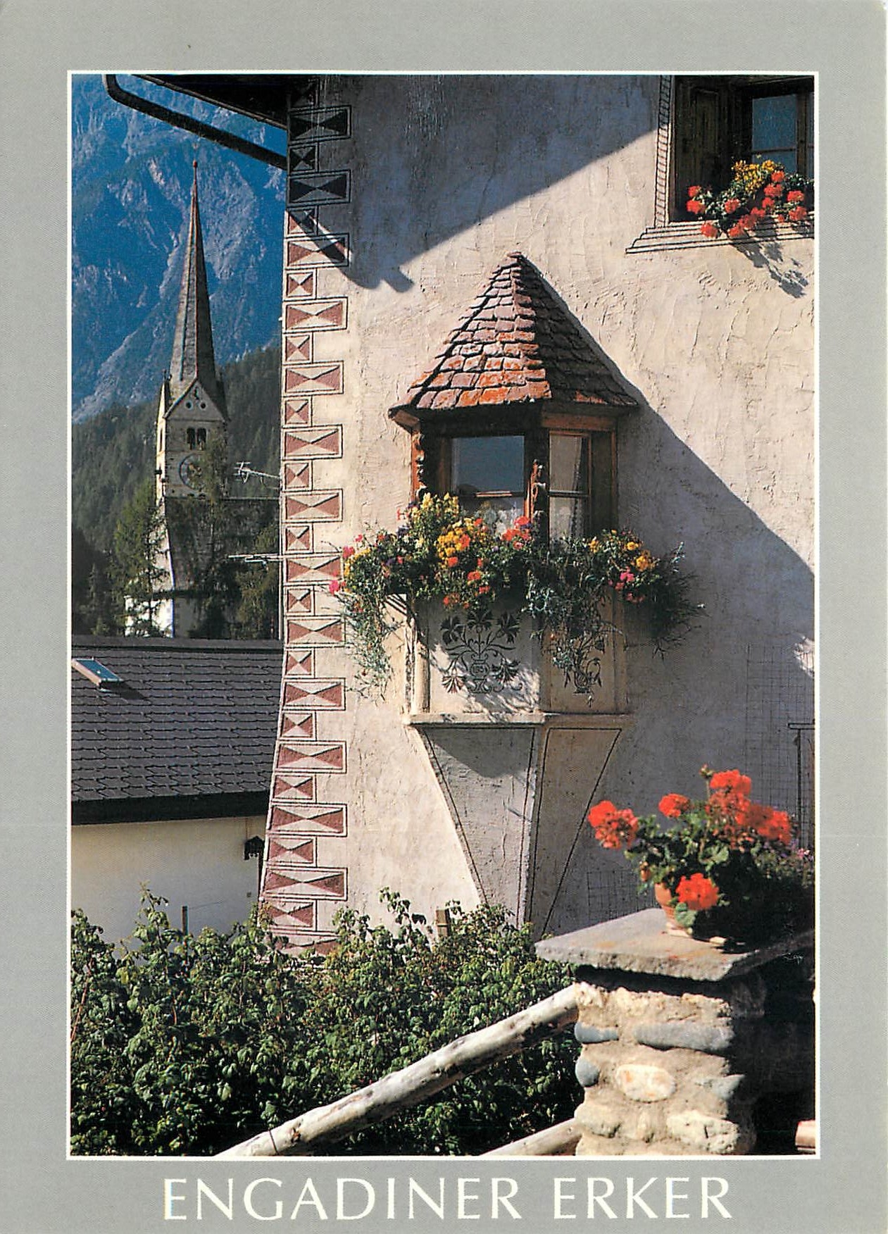 CPSM Scuol Engiadina Engadiner Erker Chasa la Motta 1954 vom Eigentumer neu gestalitet