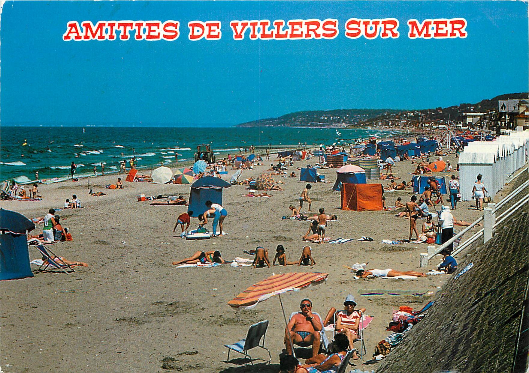 CPSM La Cote Fleurie Villers sur Mer (Calvados) la plage