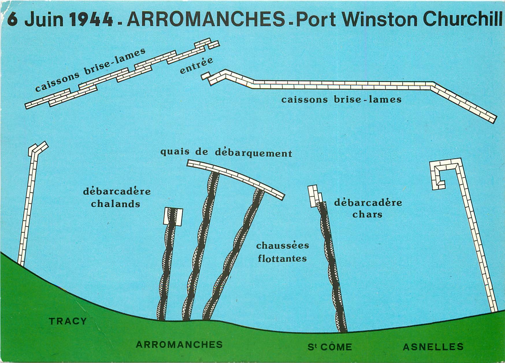 CPSM Arromanches Plan du Port du juin 1944