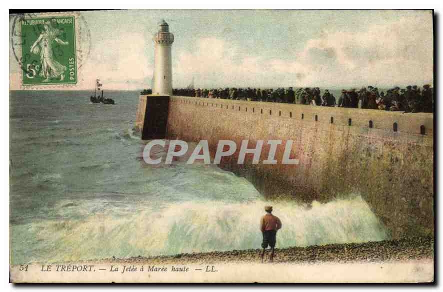 CPA Le Treport la Jetee a Maree haute