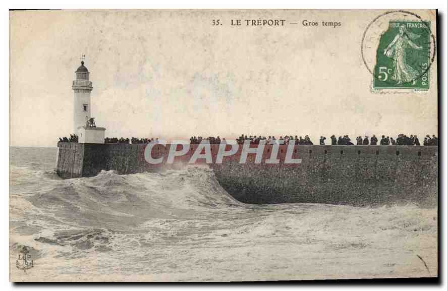 CPA Le Treport gros temps 