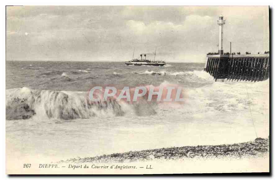 CPA Dieppe Depart du Courier d'Angleterre 