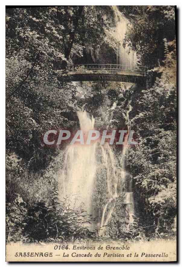 CPA Environs de Grenoble Sassenage la Cascade du Parisien et la Passerelle 