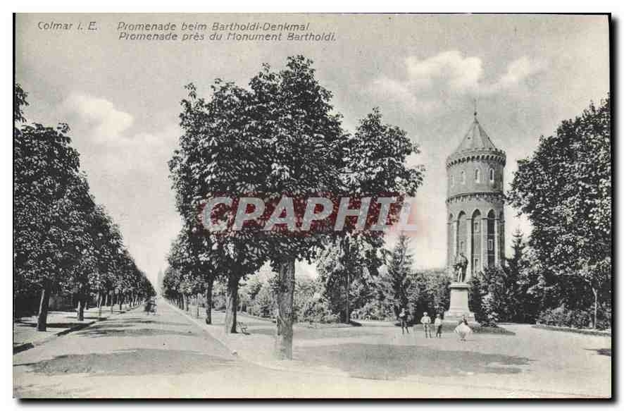 CPA Colmar I E Promenade pres du Monument Bartholdi
