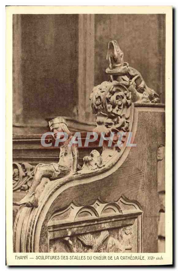 CPA Thann Sculptures des Stalles du Choeur de la Cathedrale