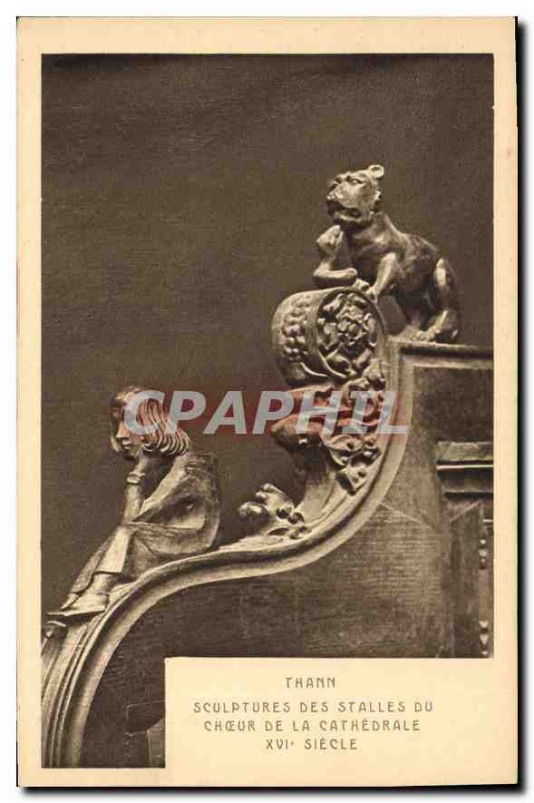 CPA Thann Sculptures des Stalles du Choeur de la Cathedrale