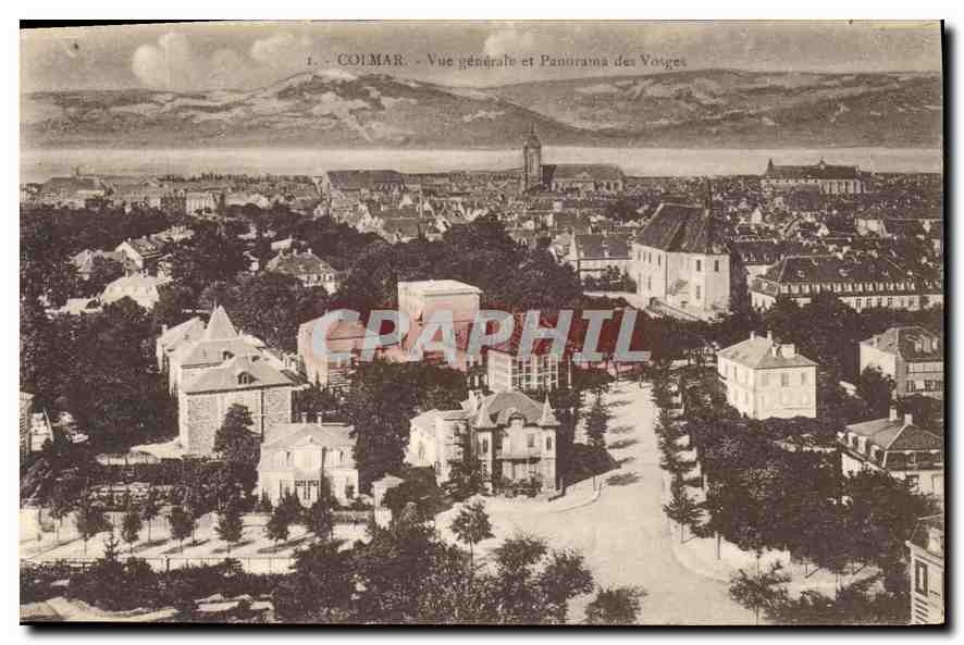 CPA Colmar Vue generale et Panorama des Vosges