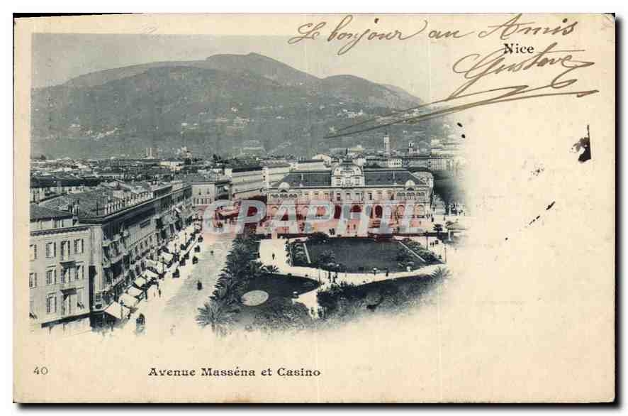 CPA Avenue Massena et Casino 