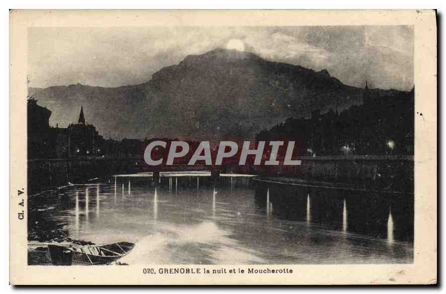 CPA Grenoble la nuit et le Moucherotte 