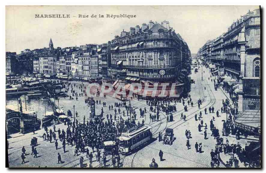 CPA Marseille Rue de la Republique Tramway
