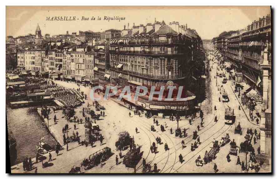 CPA Marseille Rue de la Republique Tramway