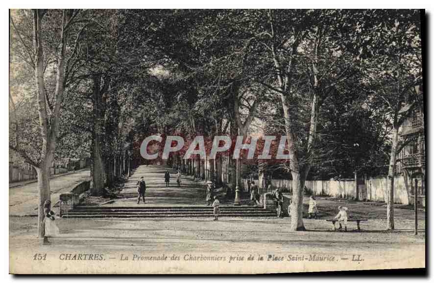 CPA Chartres La Promenade des Charbonniers prise de la Place Saint Maurice 