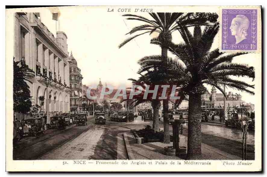 CPA La Cote d'Azur Nice Promenade des Anglais et Palais de la Mediterranee 
