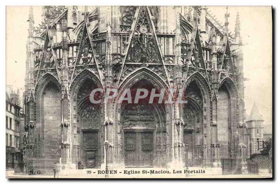 CPA Rouen Eglise St Maclou Les Portails 