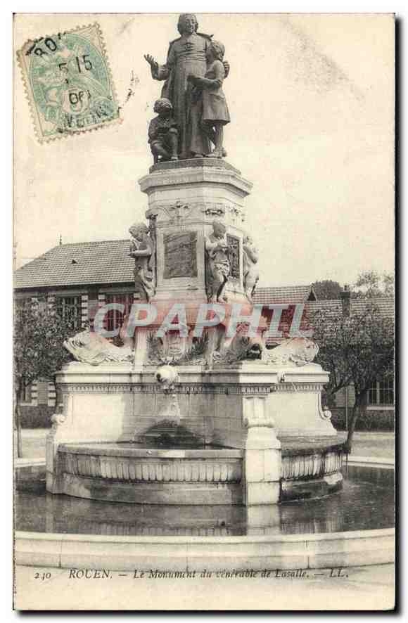 CPA Rouen Le Monument du venerable de Lasalle