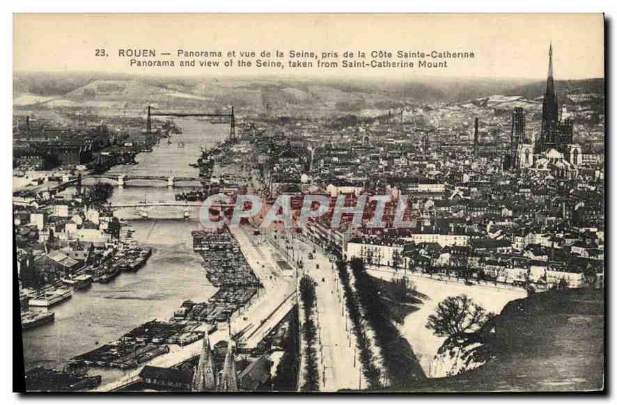 CPA Rouen Panorama et vue de la Seine pris de la Cote Sainte Catherine 