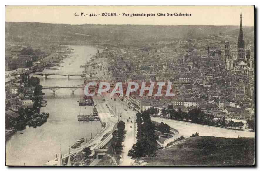 CPA Rouen Vue generale prise Cote Ste Catherine 