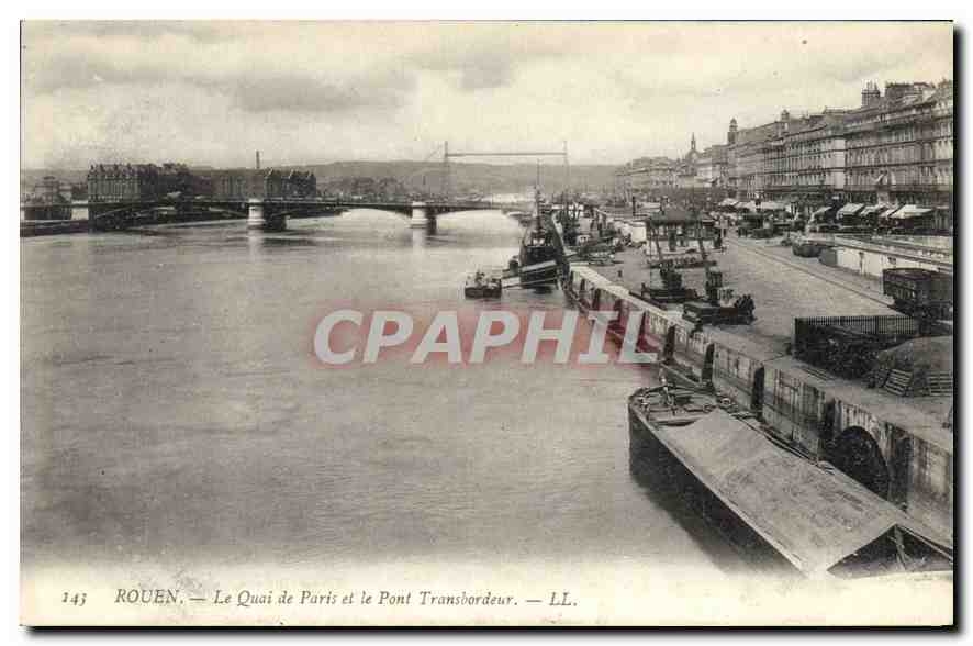 CPA Rouen Le Quai de Paris et le Pont Transbordeur 