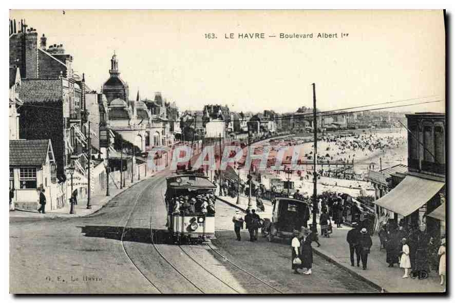 CPA Le Havre Boulevard Albert 1er Tramway