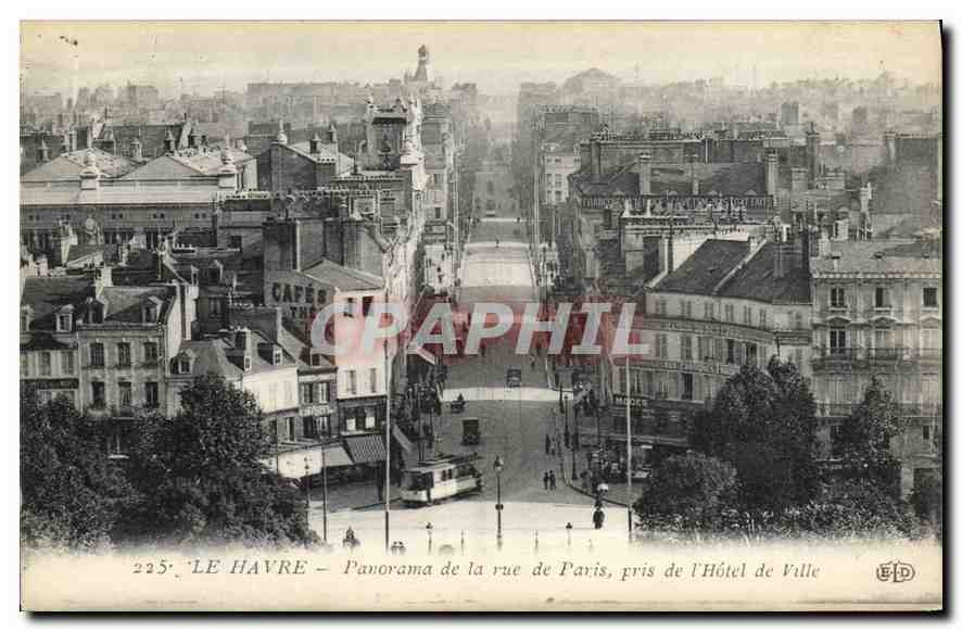 CPA Le Havre Panorama de la rue de Paris pris de l'hotel de Ville