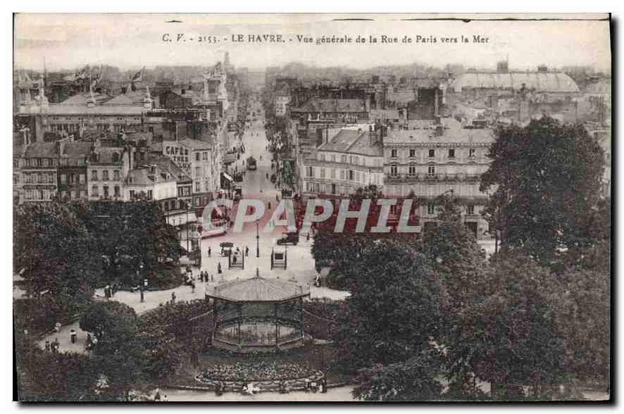 CPA Le Havre vue generale de la Rue de Paris Vers la Mer