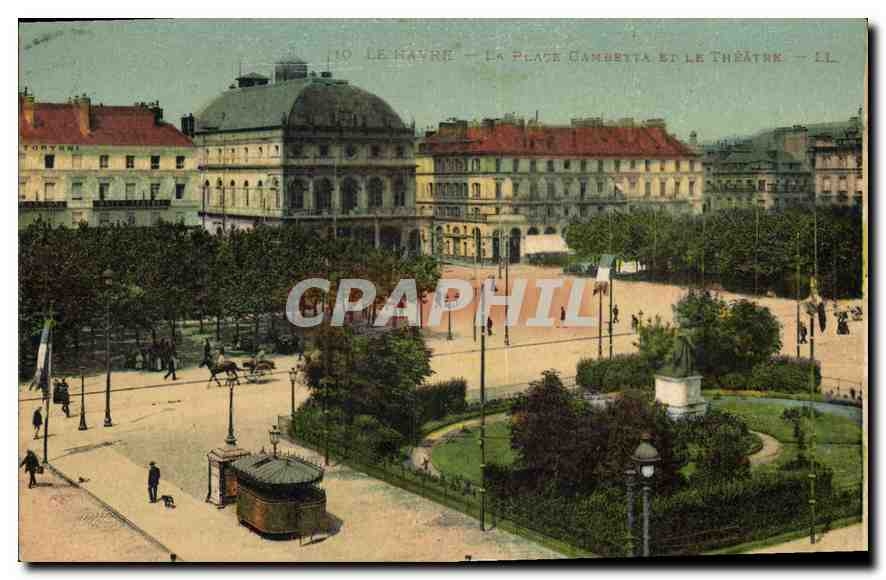 CPA Le Havre la Place Gambetta et le Theatre 