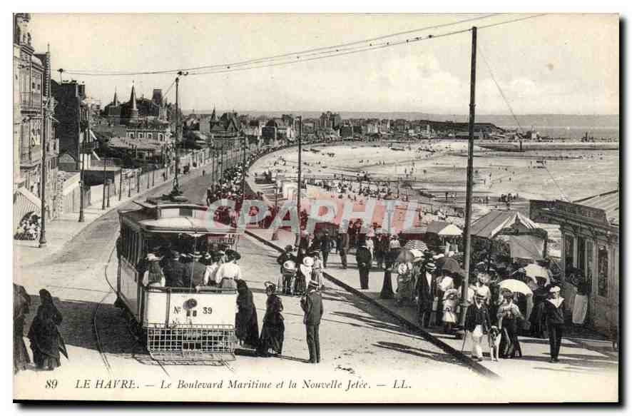 CPA Le Havre le Boulevard Maritime et le Nouvelle Jetee Tramway