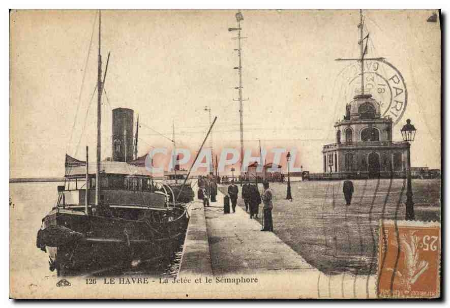 CPA Le Havre la Jetee et le Semaphore Bateau