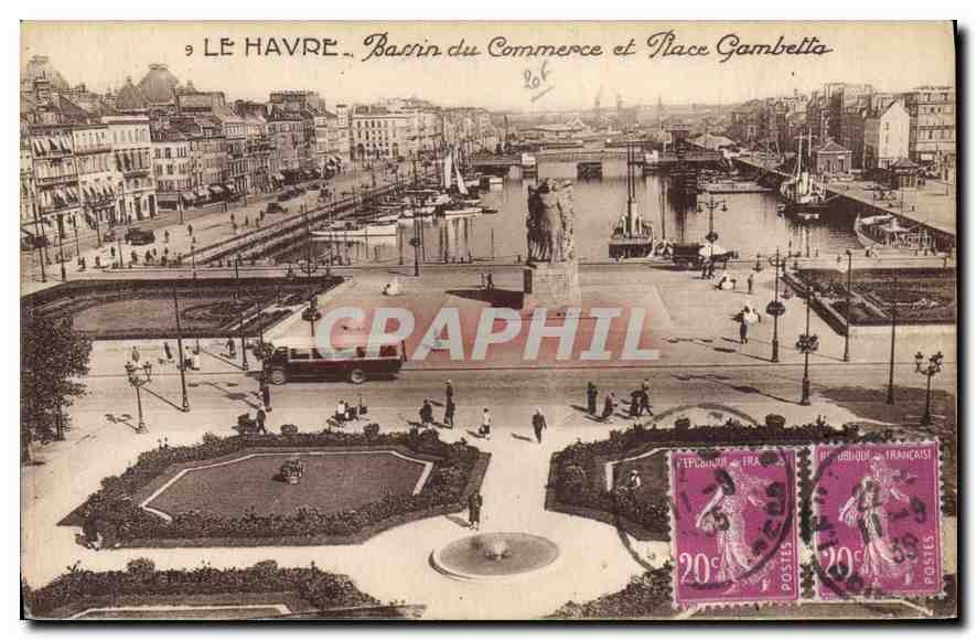CPA Le Havre Bassin du Commerce et Place Gambetta
