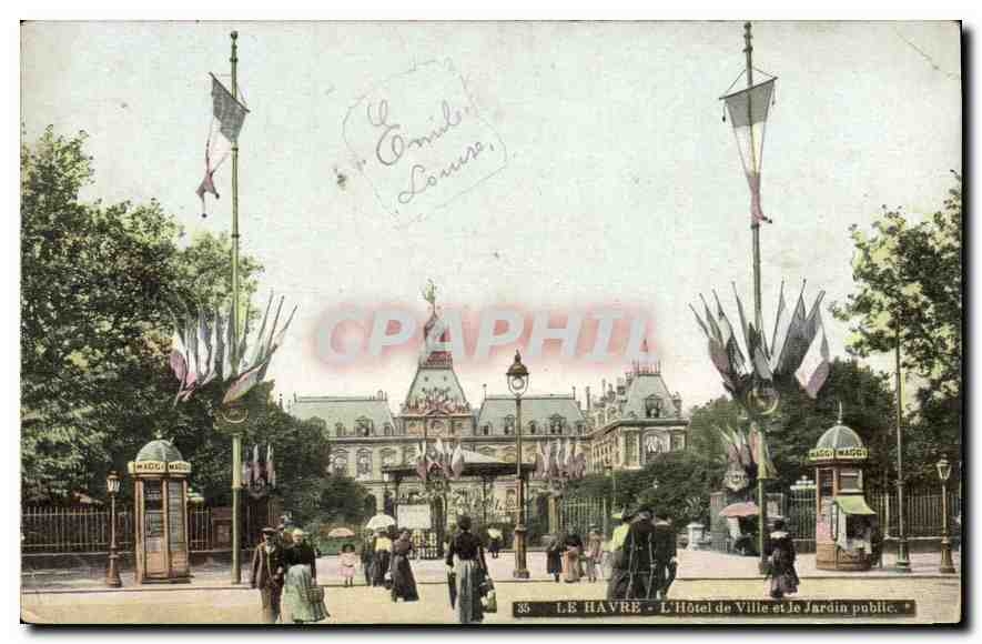 CPA Le Havre l'hotel de Ville et le Jardin Public 