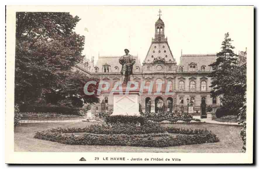 CPA Le Havre Jardin de l'hotel de Ville 