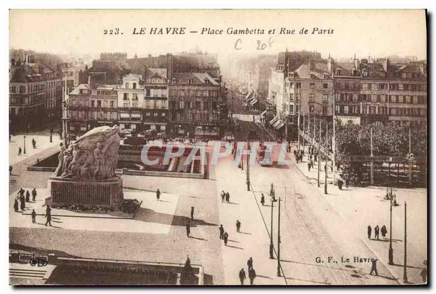 CPA Le Havre Place Gambetta et Rue de Paris 