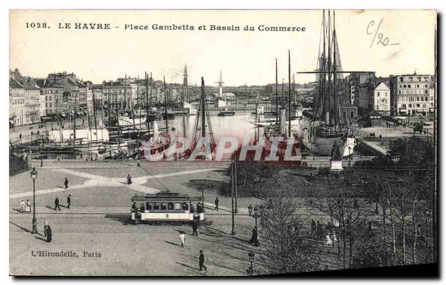 CPA Le Havre Place Gambetta et Bassin du Commerce 