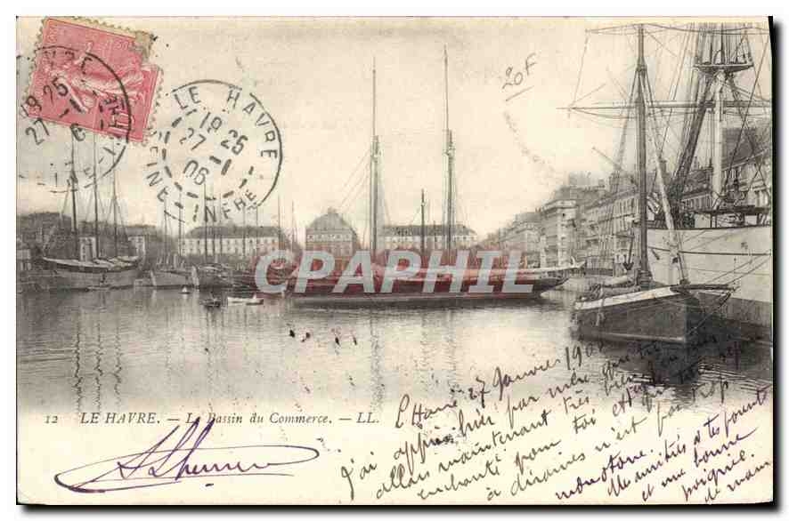 CPA Le Havre le Bassin du Commerce Bateaux