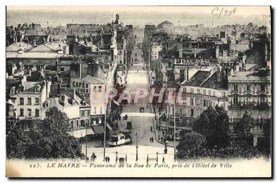 CPA Le Havre Panorama de la Rue de Paris Pris de l'hotel de Ville 