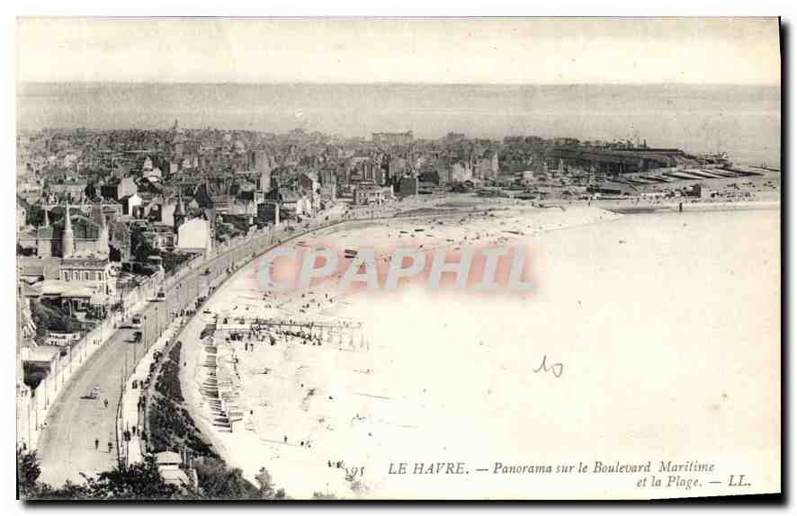 CPA Le Havre Panorama sur le Boulevard Maritime et la plage 
