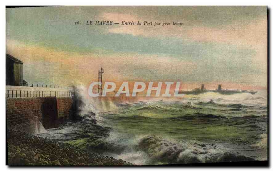 CPA Le Havre entree du port par gros temps 