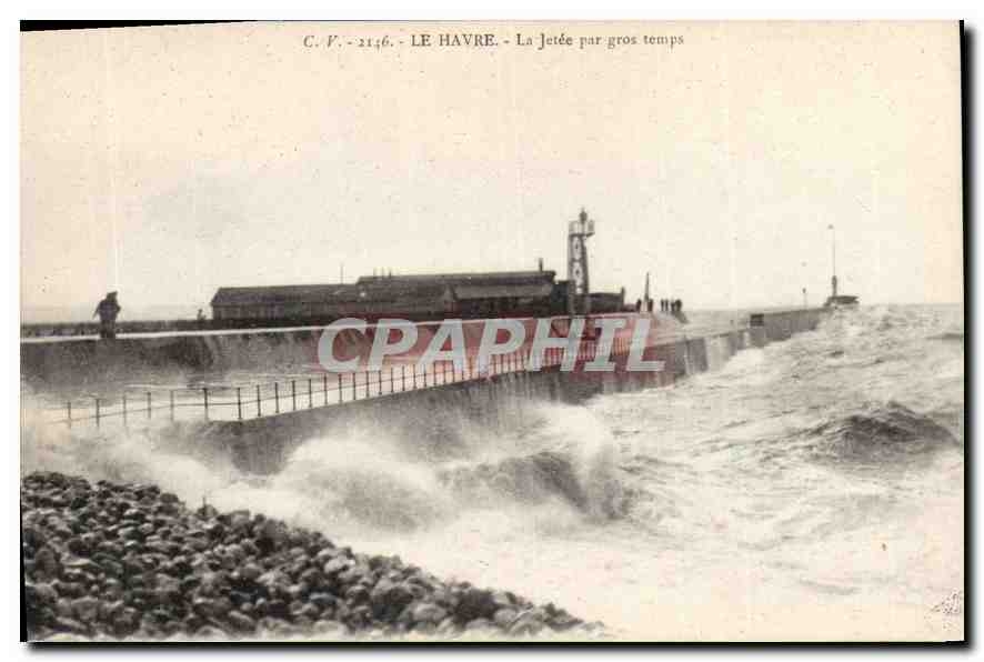 CPA Le Havre la Jetee par gros temps 