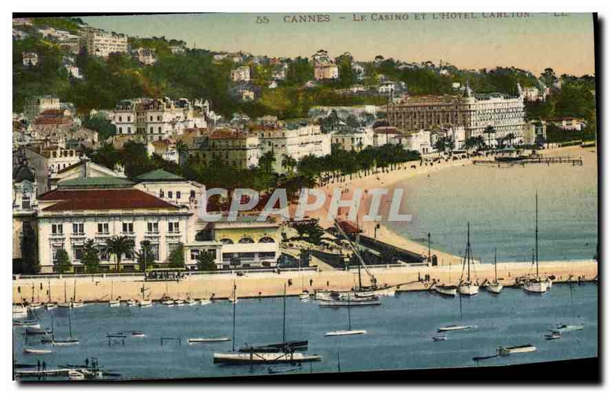 CPA Cannes le casino et l'Hotel Carlton