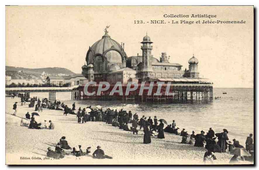 CPA Collection Artistique Nice La Plage et Jetee Promenade 