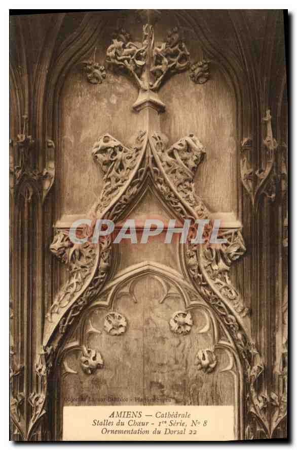 CPA Amiens Cathedrale Stalles du Choeur Ornemtation du Dorsal 