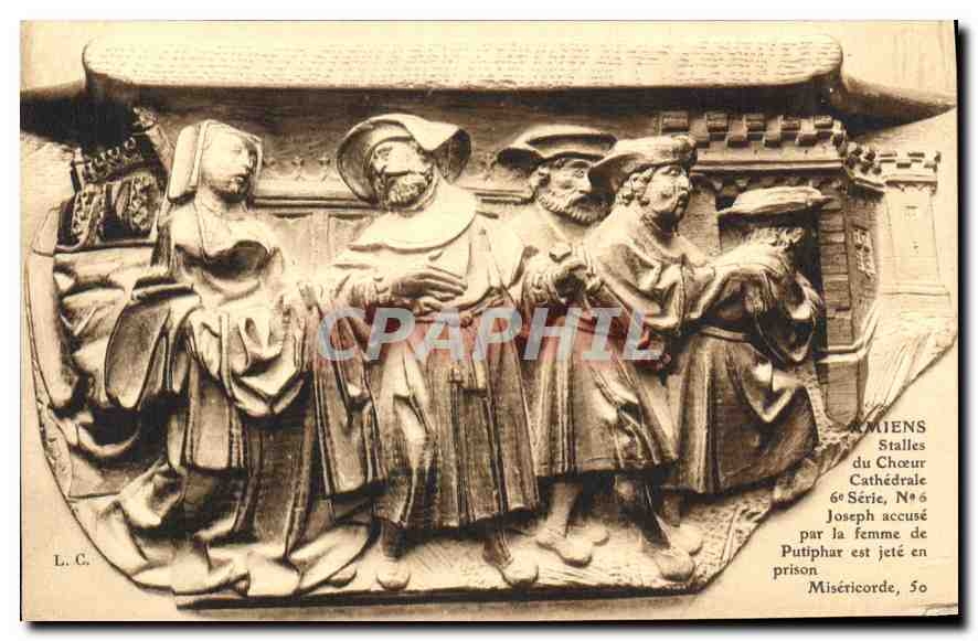 CPA Amiens Cathedrale Stalles du Choeur Joseph Accuse par la Femme de Putiphar est jete en prison 