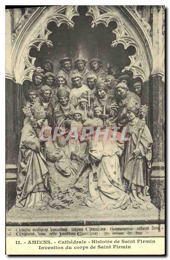 CPA Amiens Cathedrale Stalles du Choeur Invention du corps de Saint Firmin 
